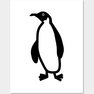 Cute Animals Black Line Penguin Doodle Posters and Art